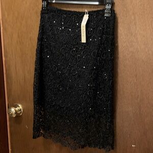 Esley Black Lace Pencil Skirt with Subtle Sequin Detail